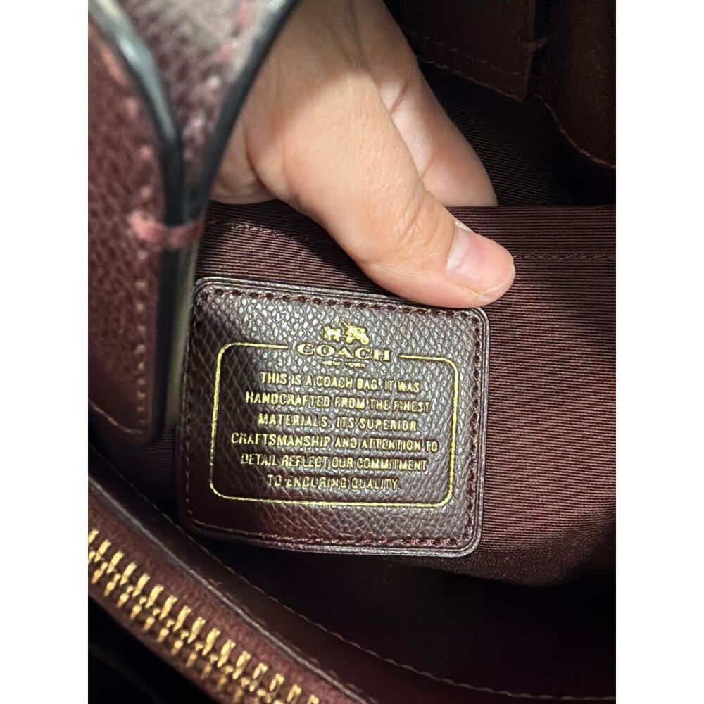 Coach Leather Margot Carryall Bag Burgundy Color - Picture 8 of 9